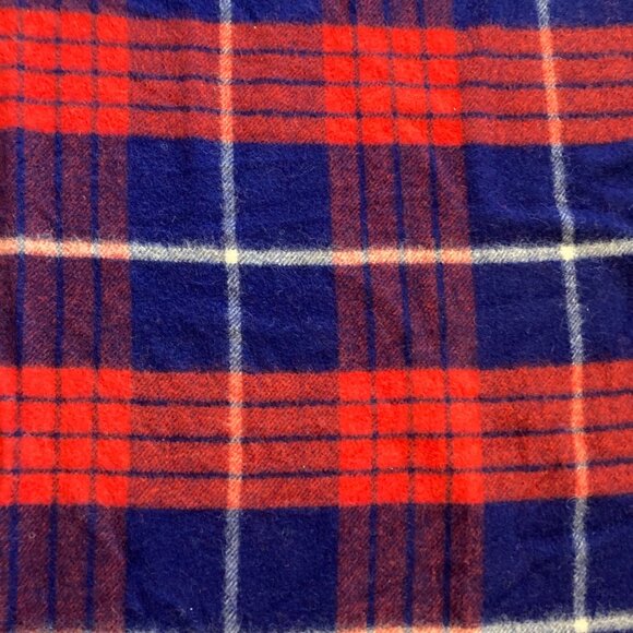 Red White And Blue Wool Plaid Blanket - Picture 2 of 4